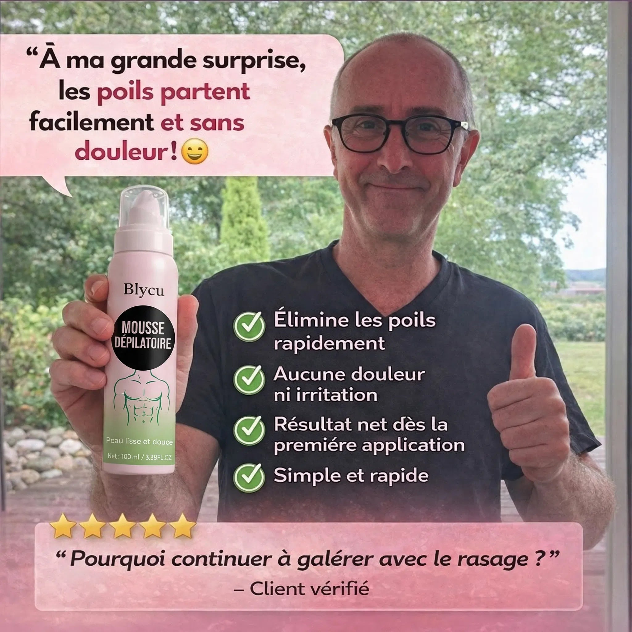 Mousse dépilatoire corps pour homme